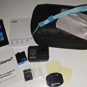 GoPro8 Camera Set with Black Case and Blue Strap